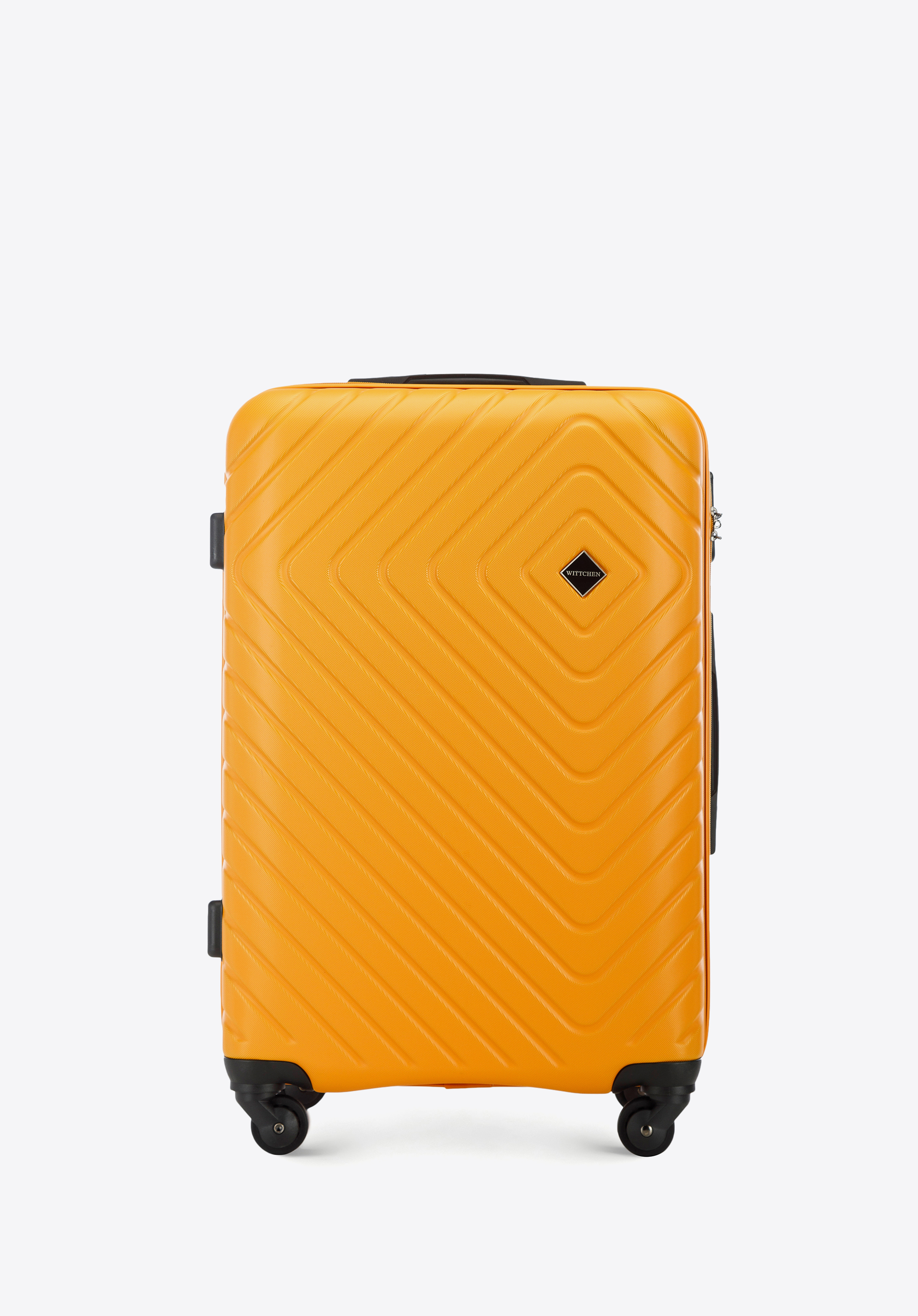 Mittelgroßer Koffer aus ABS mit geometrischer Prägung, orange, 56-3A-752-55, Bild 1
