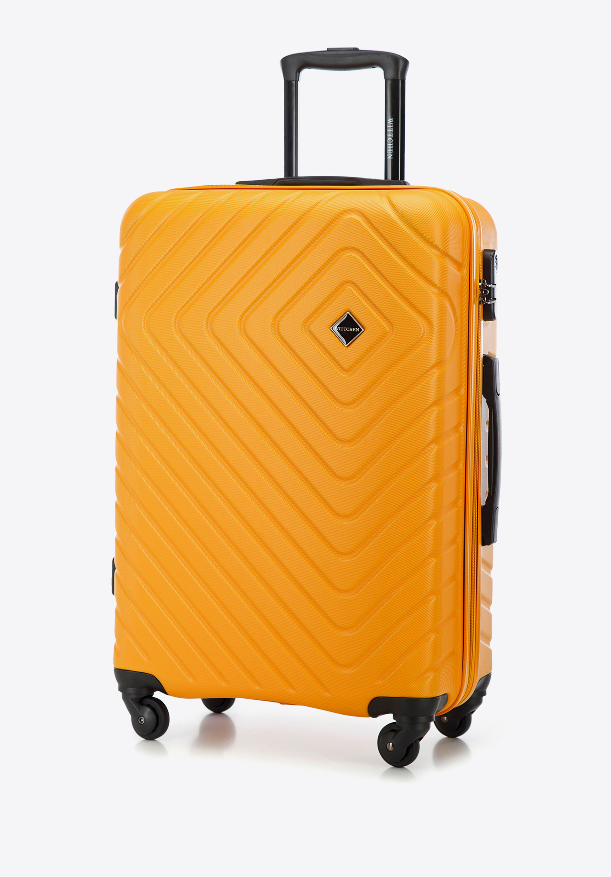 Kofferset aus ABS mit geometrischer Prägung, orange, 56-3A-75K-55, Bild 1