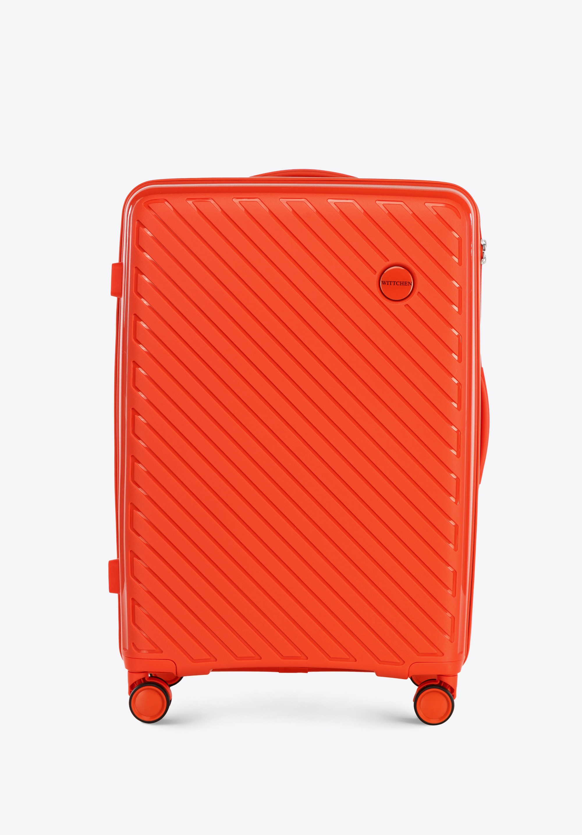 Mittlerer Koffer aus Polypropylen mit geprägten Streifen, orange, 56-3T-202-55, Bild 1