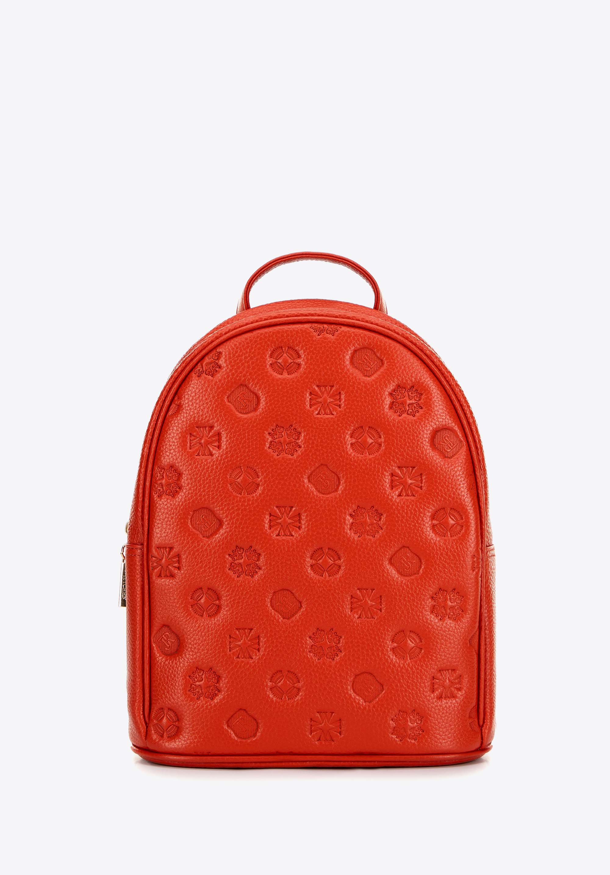 Rucksack aus geprägtem Leder für Damen, orange, 99-4E-304-6, Bild 1