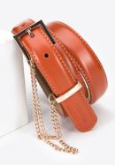 Schmaler Damen-Ledergürtel mit Kette, orange, 95-8D-801-6-S, Bild 3