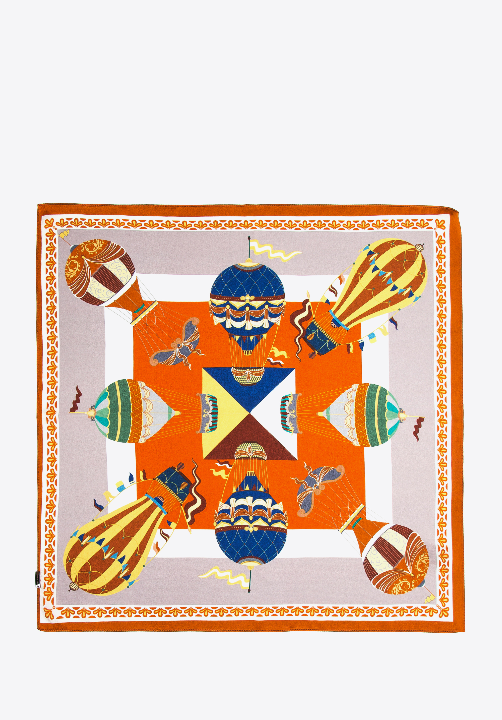 Gemusterter Seidenschal für Damen, orange - weiß, 97-7D-S01-X5, Bild 1