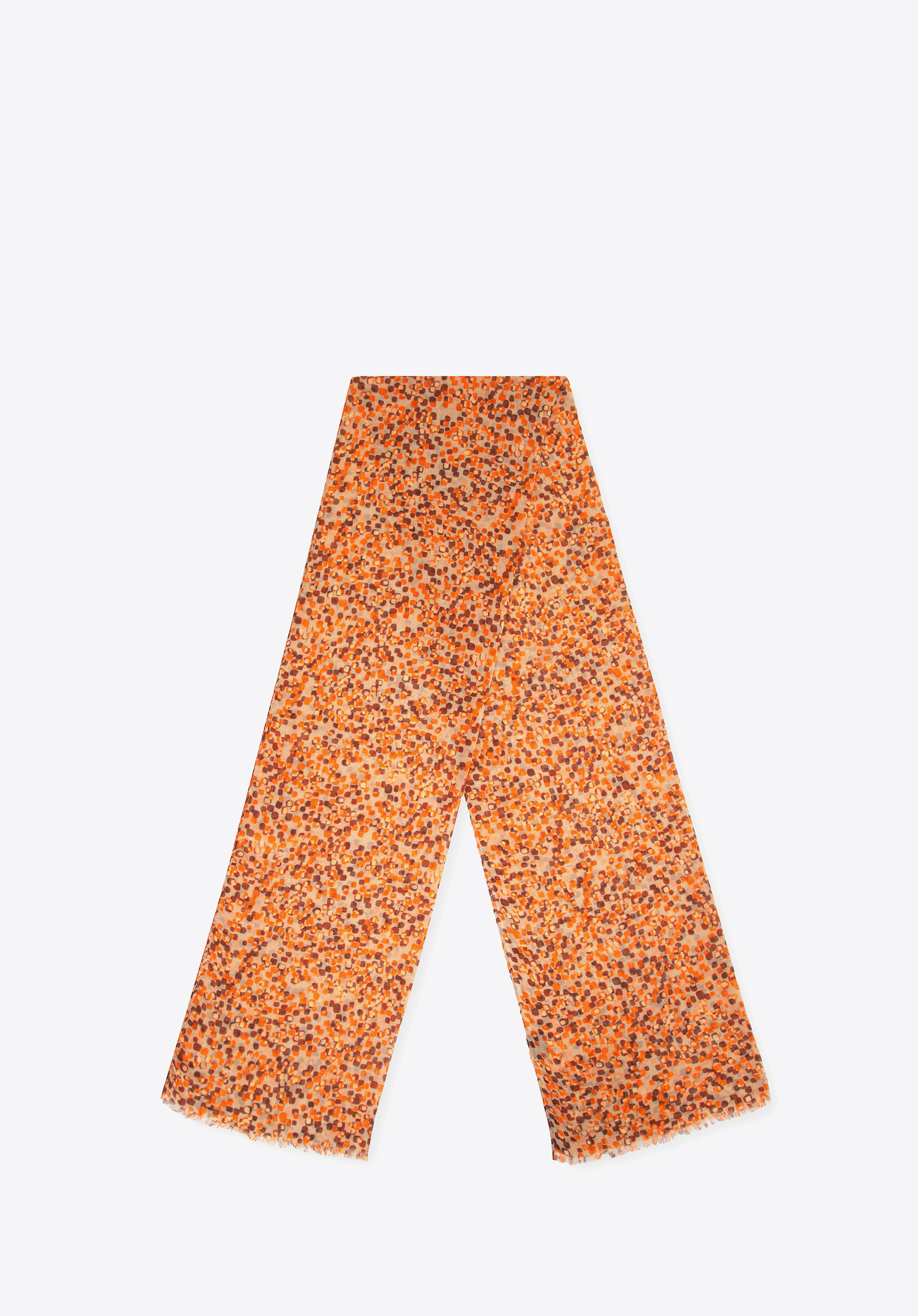 Жіночий шарф з малюнком, оранжево-коричневий, 100-7D-00X-X5, Фото 1