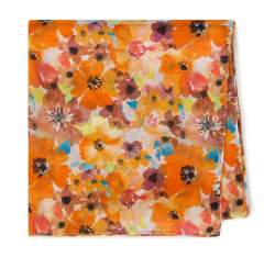 Женский платок из блестящей ткани с цветами, оранжево-коричневый, 94-7D-X01-1, Фотография 1