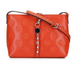 Женская кожаная сумка через плечо с ремешком с заклепками, оранжевый, 92-4E-691-6, Фотография 1
