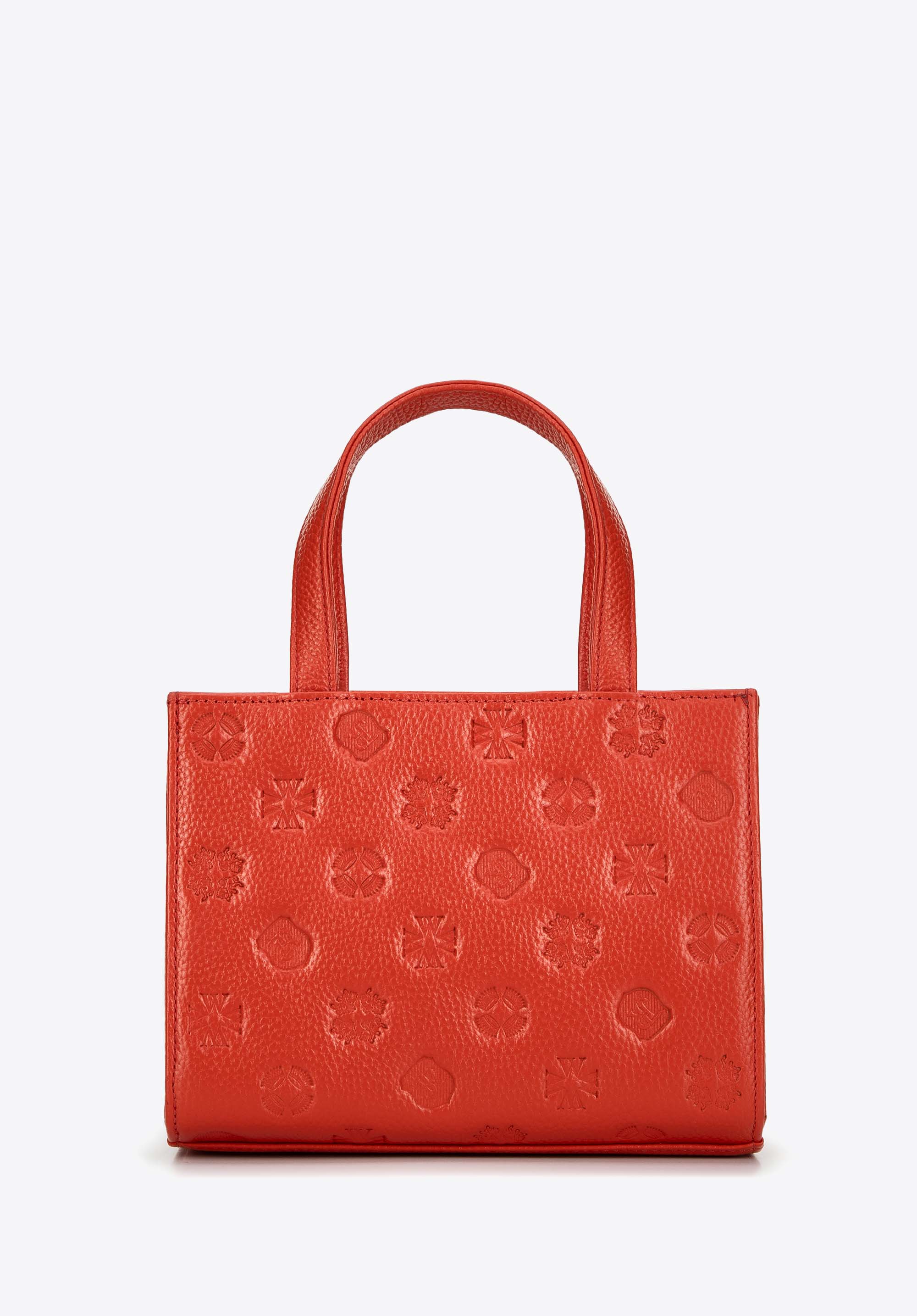 Crossbody kabelka z embosovanej kože, oranžová, 99-4E-303-6, Obrázok 1