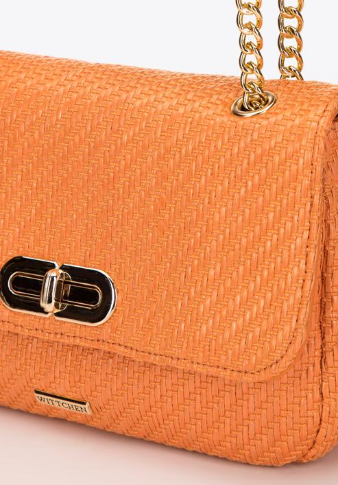 Dámská pletená kabelka s řetízkem, oranžová, 98-4Y-408-9, Obrázek 5