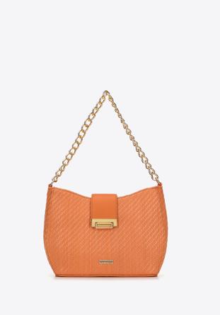 Pletená dámská kabelka s řetízkem, oranžová, 98-4Y-410-6, Obrázek 1