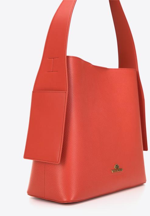 Vyztužená kožená dámská kabelka s pouzdrem, oranžová, 98-4E-206-1, Obrázek 4