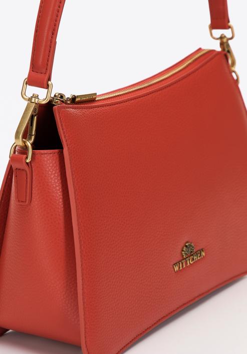 Zaoblená kožená dámská kabelka, oranžová, 98-4E-217-0, Obrázek 4
