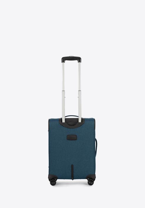 Kabinbőrönd színes cipzárral puha anyagból, pávakék, 56-3S-501-31, Fénykép 3