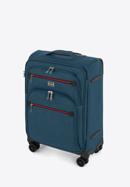 Kabinbőrönd színes cipzárral puha anyagból, pávakék, 56-3S-501-31, Fénykép 4