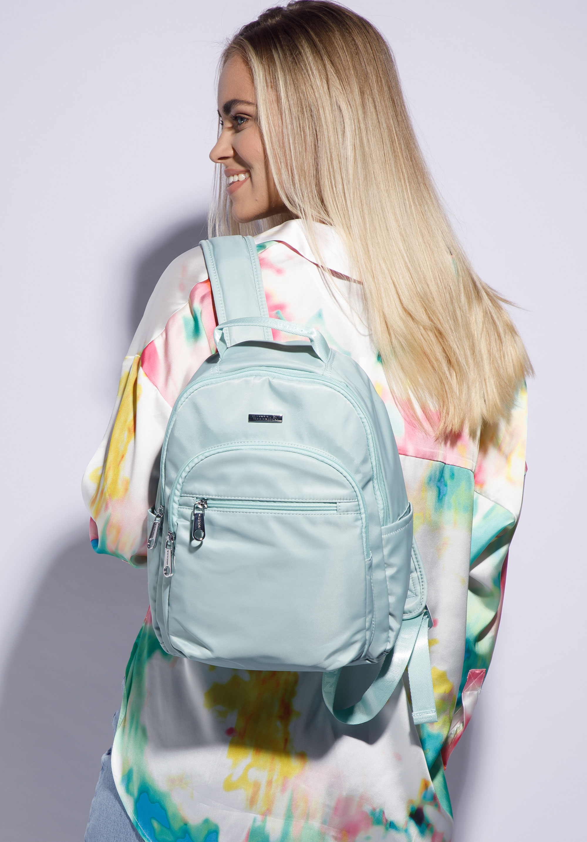 Kleiner Rucksack aus Nylon, Pfefferminz, 94-4Y-112-Z, Bild 1
