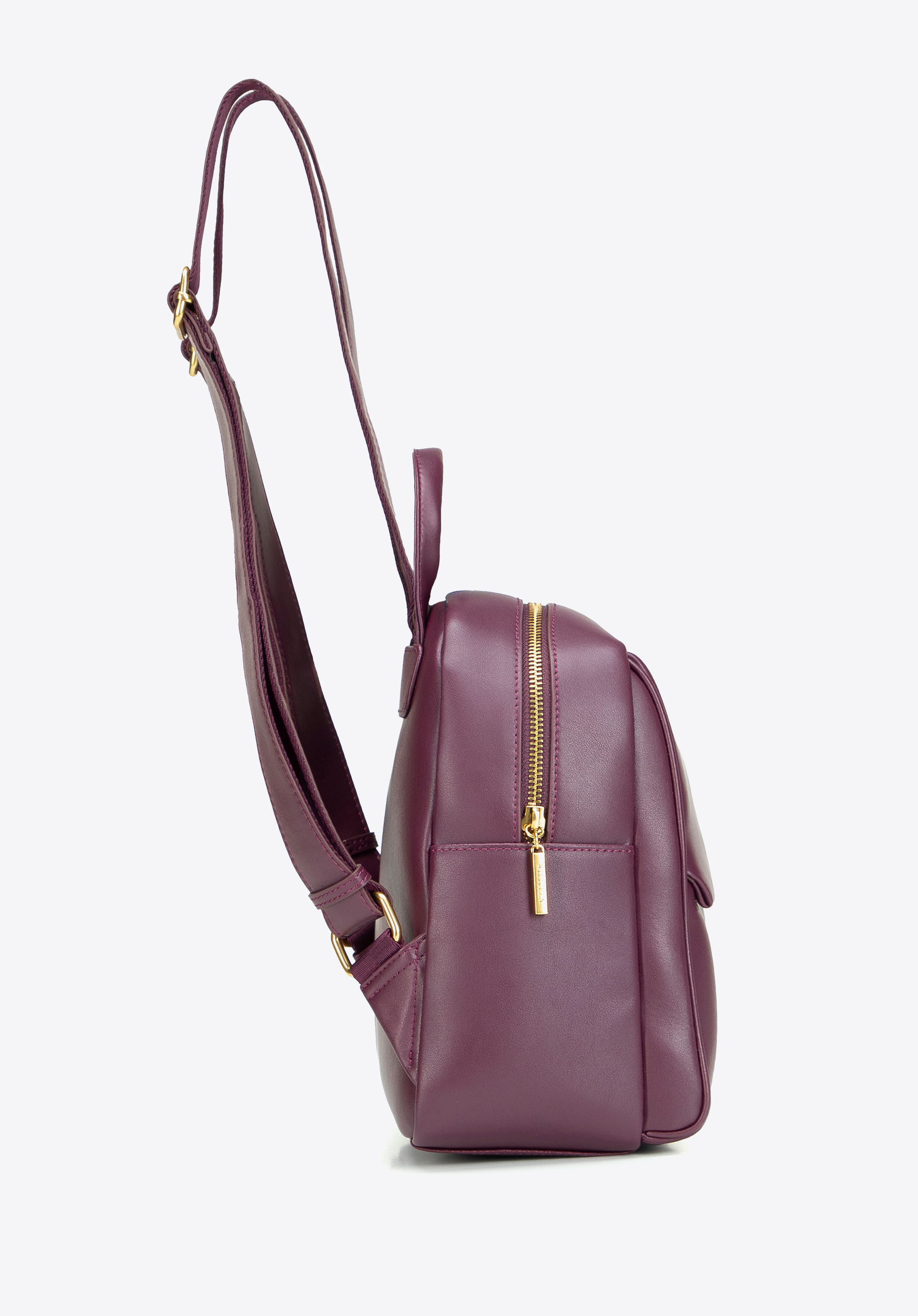 Damen-Lederrucksack mit Vordertasche, pflaumenlila, 103-4E-210-V, Bild 1