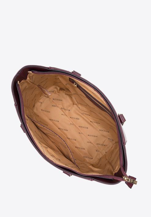 Damenhandtasche aus Ökoledemit Nietendetails, pflaumenlila, 97-4Y-766-9, Bild 4