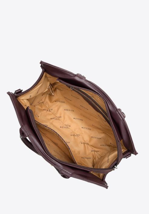 Einkaufstasche aus Faxu-Leder mit geometrischer Schnalle, pflaumenlila, 97-4Y-757-N, Bild 3