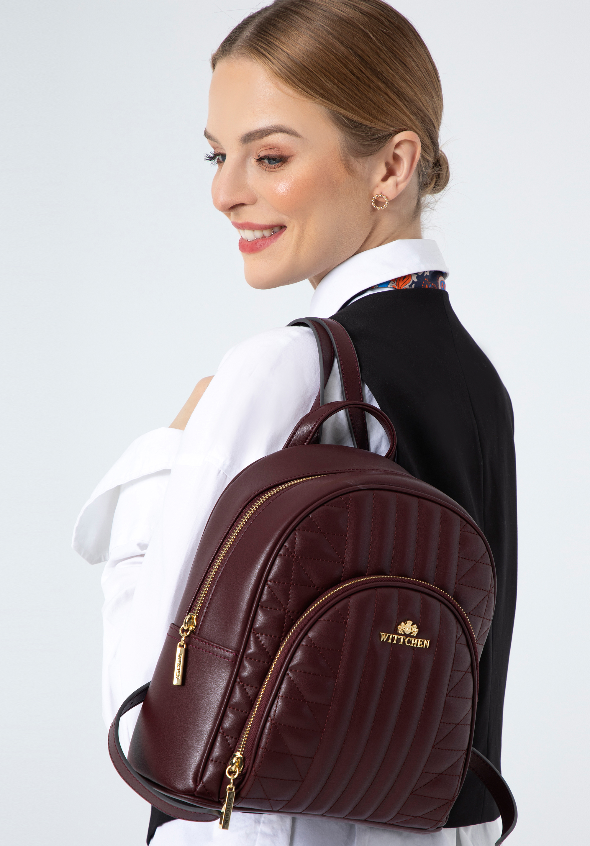 Gesteppte Damenrucksack für Damen mit Vordertasche, pflaumenlila, 97-4E-628-3, Bild 1