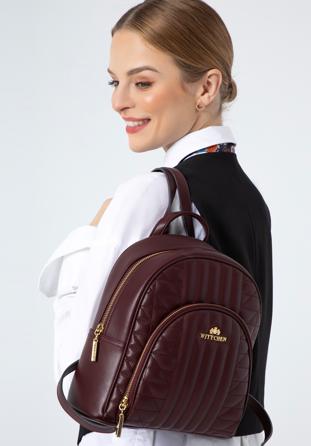 Gesteppte Damenrucksack für Damen mit Vordertasche, pflaumenlila, 97-4E-628-3, Bild 1