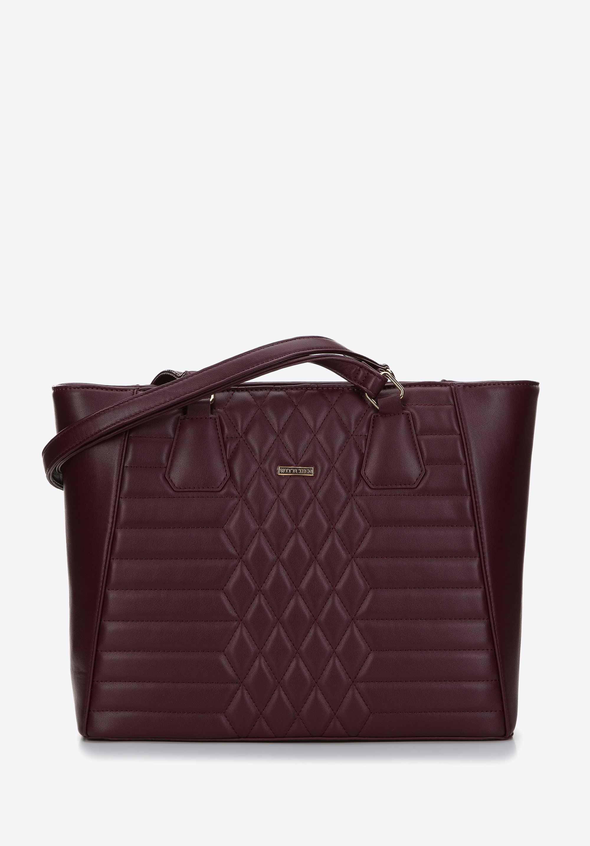 Gesteppte Shopper-Tasche mit geometrischem Muster, pflaumenlila, 97-4Y-626-3, Bild 1