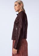 Klassische Damenjacke aus Leder mit Stehkragen, pflaumenlila, 97-09-804-D3-M, Bild 17