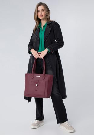 Klassische Shopper-Tasche mit Fronttasche, pflaumenlila, 29-4Y-002-BF, Bild 1