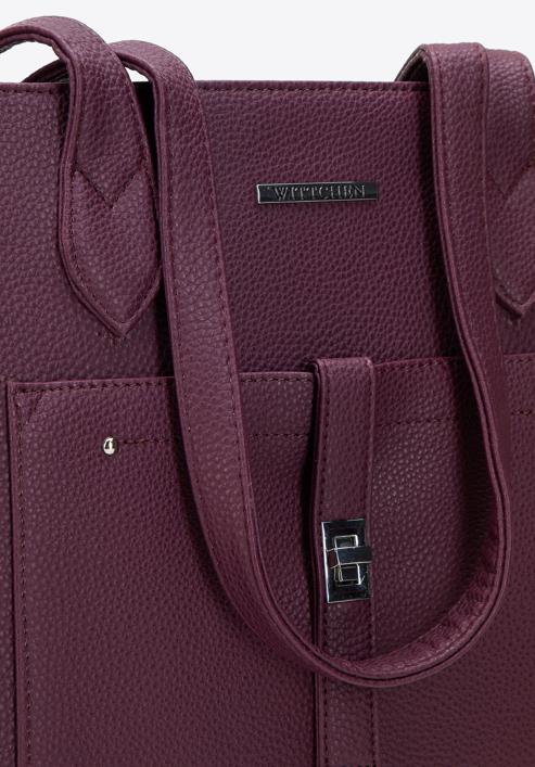 Klassische Shopper-Tasche mit Fronttasche, pflaumenlila, 29-4Y-002-BF, Bild 5