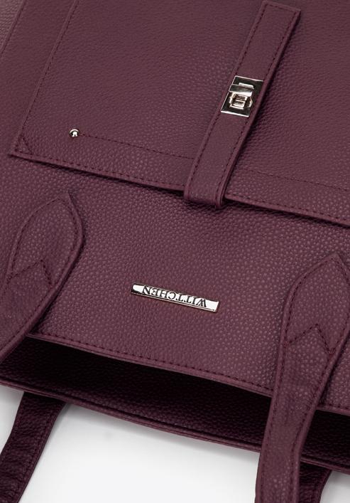 Klassische Shopper-Tasche mit Fronttasche, pflaumenlila, 29-4Y-002-BF, Bild 6