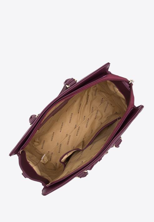 Köfferchen aus Öko-Saffiano-Leder mit dekorativem Riemen, pflaumenlila, 97-4Y-219-7, Bild 3