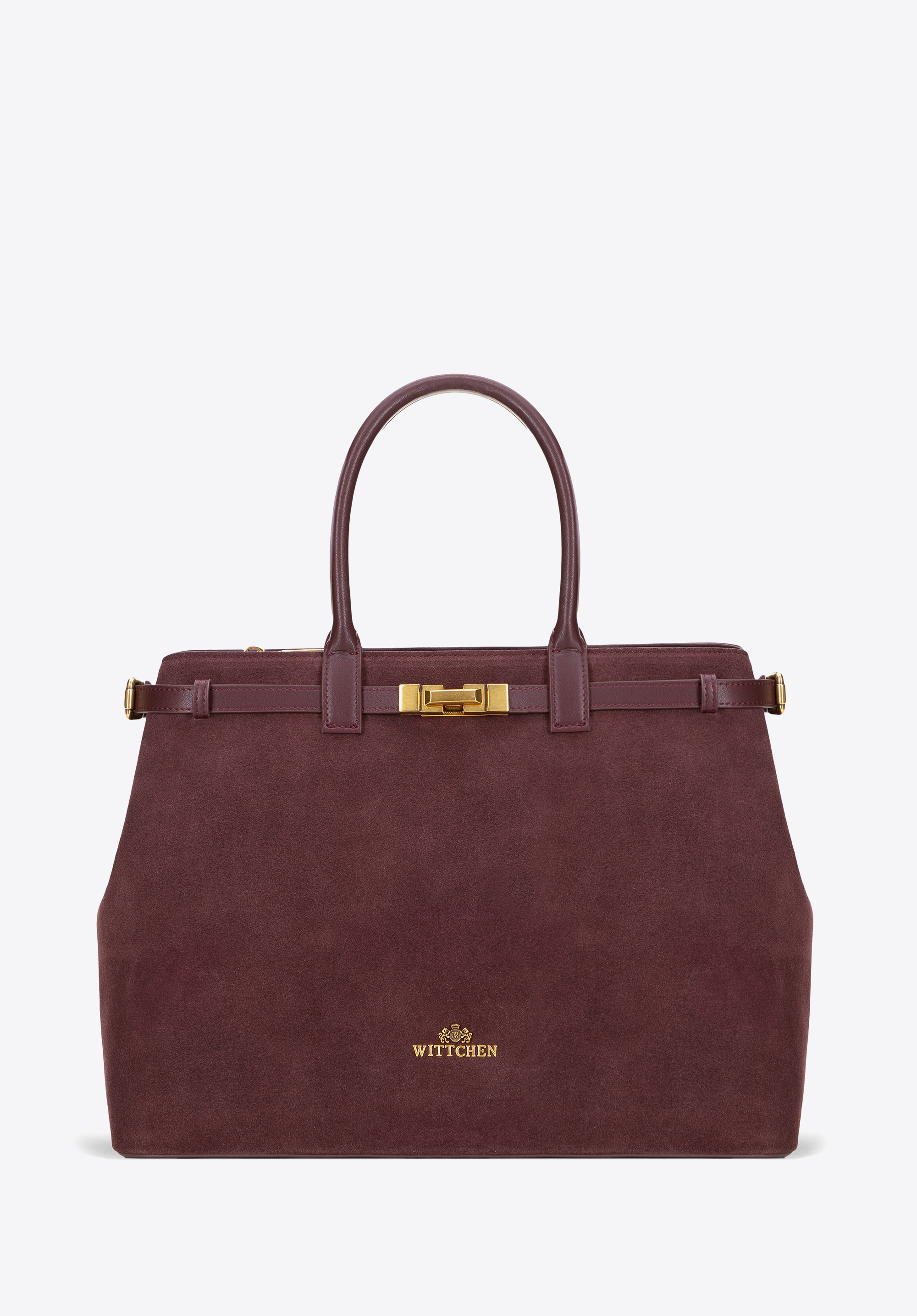 Tote Bag aus Leder und Wildleder, pflaumenlila, 101-4E-204-3, Bild 1