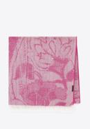 Virágos és geometrikus mintás női sál, pink-fehér, 95-7D-X14-R, Fénykép 1
