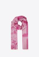 Virágos és geometrikus mintás női sál, pink-fehér, 95-7D-X14-R, Fénykép 2