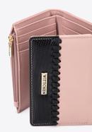 Női ökobőr pénztárca díszes betéttel és  bőrszíjjal, pink-fekete, 95-1Y-525-1, Fénykép 5