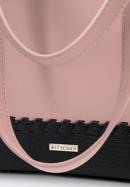 Shopper táska dekoratív szalaggal és bőszíjjal, pink-fekete, 95-4Y-524-P, Fénykép 5