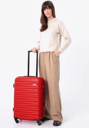 ABS bordázott Közepes bőrönd, piros, 56-3A-312-35, Fénykép 1