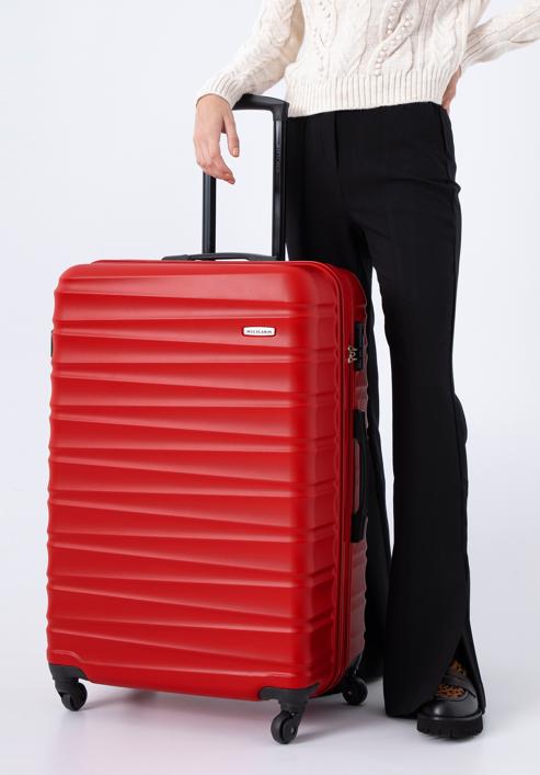 ABS bordázott nagy bőrönd, piros, 56-3A-313-31, Fénykép 16