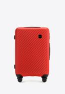 Közepes méretű bőrönd ABS-ből átlós vonalakkal, piros, 56-3A-742-85, Fénykép 1