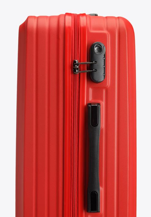 Nagy bőrönd ABS-ből átlós vonalakkal, piros, 56-3A-743-85, Fénykép 8