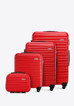 ABS bőröndszett bordázott, piros, 56-3A-31K-35, Fénykép 1