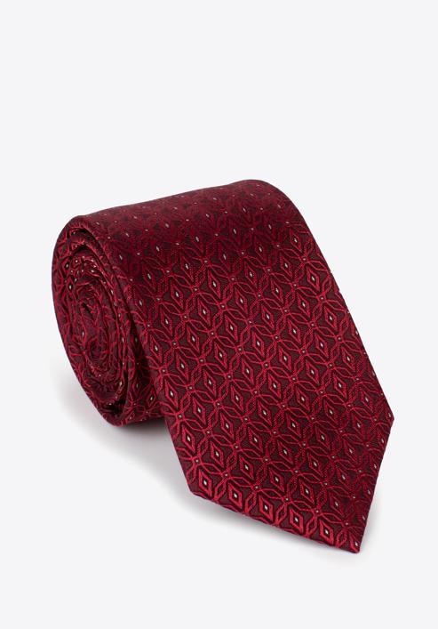 Mintás selyem nyakkendő, piros-bézs, 97-7K-002-X4, Fénykép 1