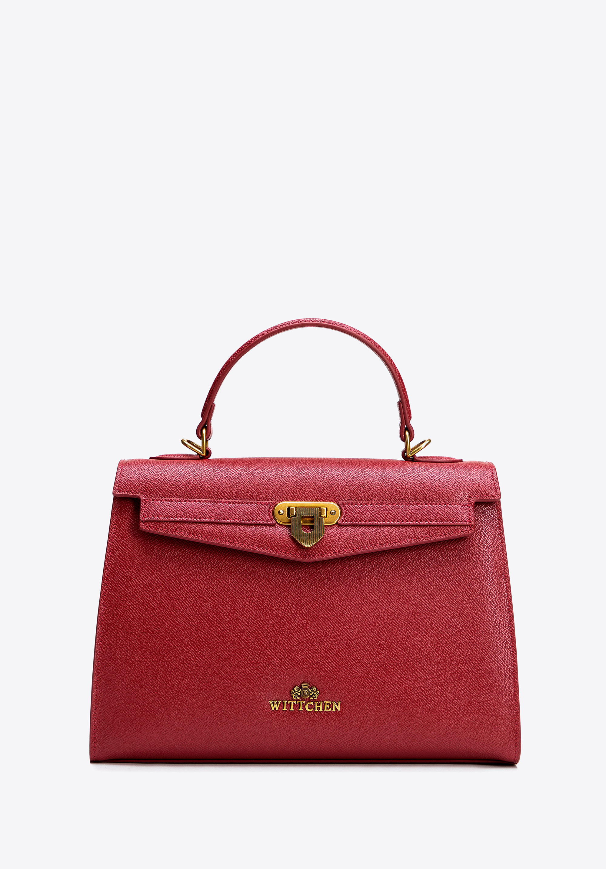 Természetes bőr táska díszes csattokkal, piros, 101-4E-214-1, Fénykép 1