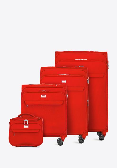 Egyszínű puha bőröndszett, piros, 56-3S-65K-9, Fénykép 1