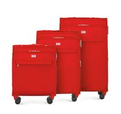 Egyszínű puha bőrönd szett, piros, 56-3S-65S-3, Fénykép 1