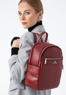 Gyíkbőr textúrájú bőr hátizsák, piros, 97-4E-007-7, Fénykép 15