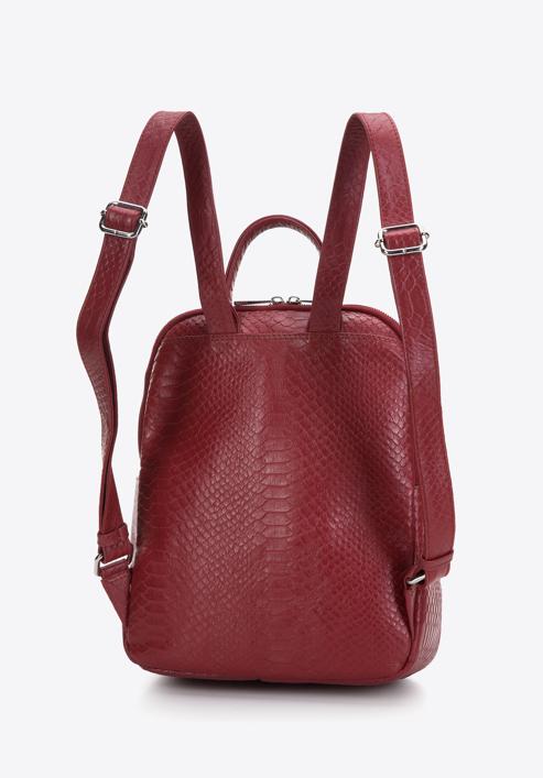 Gyíkbőr textúrájú bőr hátizsák, piros, 97-4E-007-7, Fénykép 2