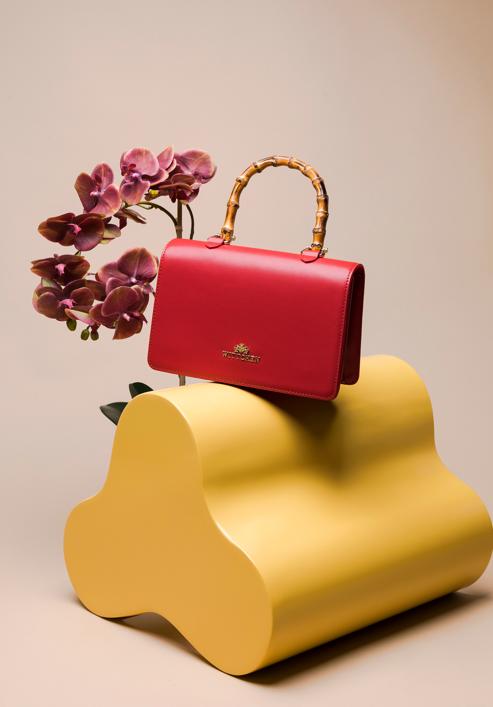 Kisméretű bőr táska dekoratív fogantyúval, piros, 98-4E-622-1, Fénykép 36