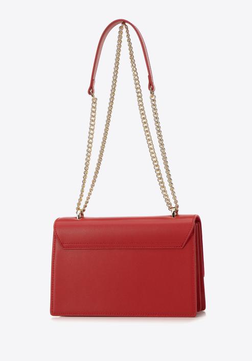 Klasszikus női bőr táska lánccal, piros, 98-4E-624-6, Fénykép 3