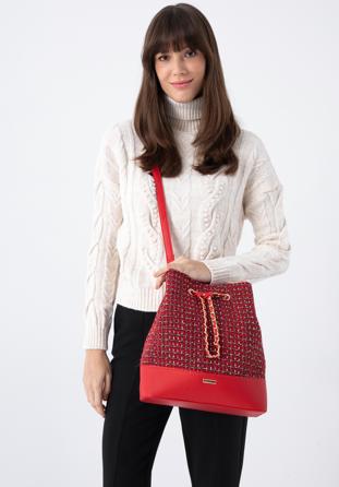 Kockás buklé hobo táska, piros, 97-4Y-223-4, Fénykép 1