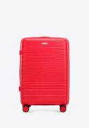 Közepes bőrönd polipropilénből fényes csíkokkal, piros, 56-3T-162-95, Fénykép 1