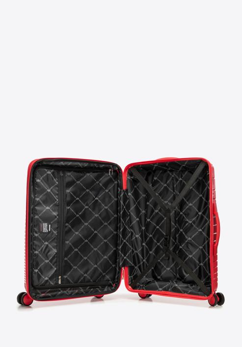 Közepes bőrönd polipropilénből fényes csíkokkal, piros, 56-3T-162-95, Fénykép 5