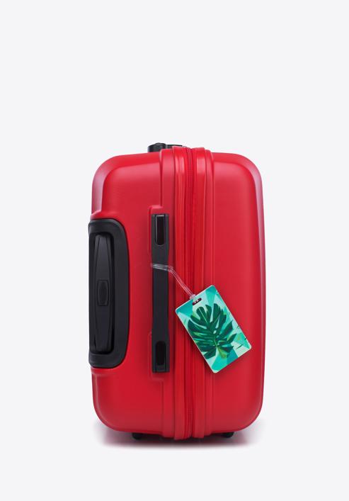 Közepes méretű bőrönd, poggyászcímkével, piros, 56-3A-312-34Z, Fénykép 4